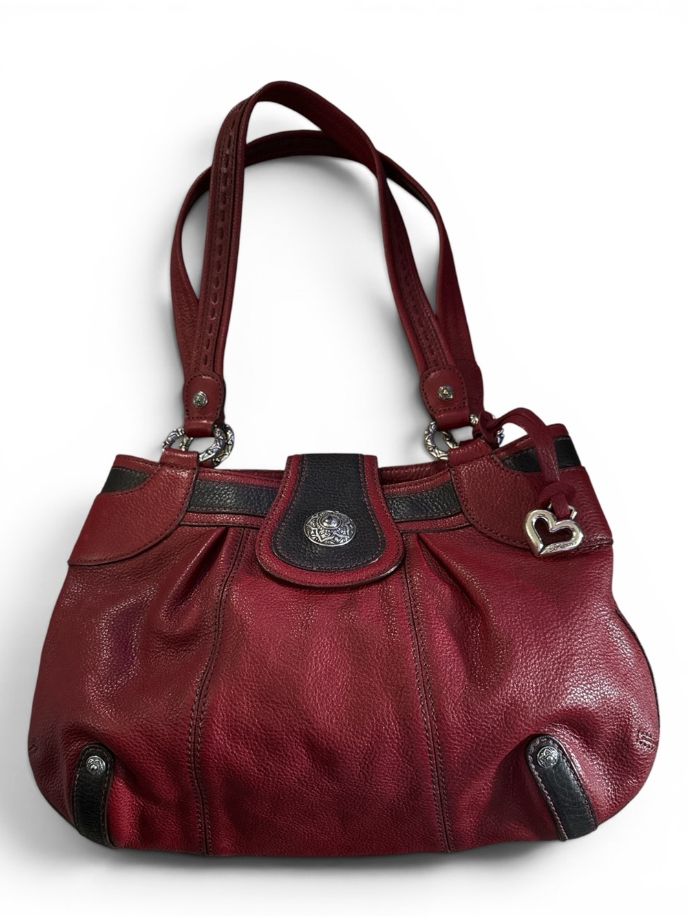 Brighton Red Leather Shoulder Bag with Heart Charm. Excellent condition